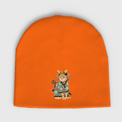 Детская шапка демисезонная Рыжий кот якудза Самурай