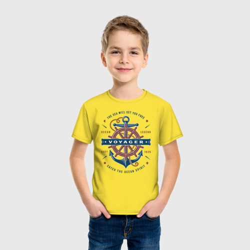 Детская футболка хлопок с принтом Морской вояджер, фото на моделе #1