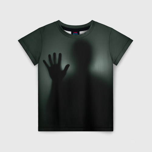 Детская футболка 3D с принтом Хэллоуин - тень призрака, вид спереди #2