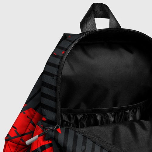 Детский рюкзак 3D с принтом Красные брызги на черном фоне, фото #4
