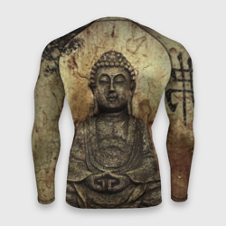 Рашгард с принтом Статуя Будды для мужчины, вид сзади №1. Цвет основы: белый