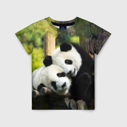 Детская футболка 3D Влюблённые панды