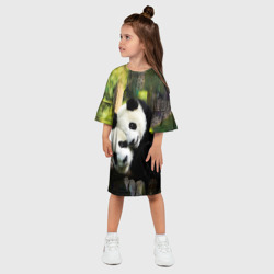 Платье с принтом Влюблённые панды для ребенка, вид на модели спереди №2. Цвет основы: белый