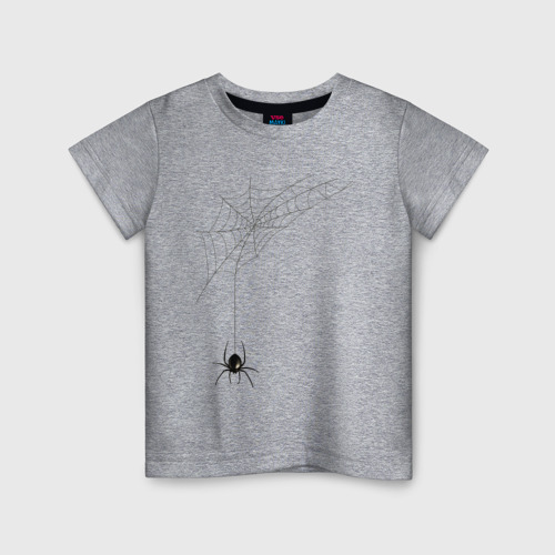 Детская футболка хлопок Паучок на паутинке, цвет меланж