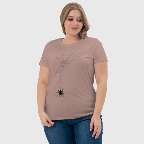 Женская футболка хлопок Паучок на паутинке, цвет пыльно-розовый - фото 6