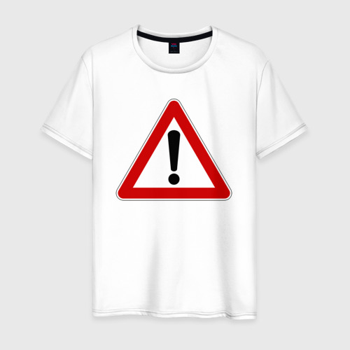 Мужская футболка из хлопка с принтом Знак - прочие опасности, вид спереди №1