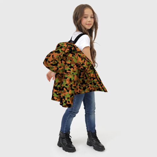 Зимняя куртка для девочек 3D с принтом Камуфляж осенний лес мелкий, фото #4