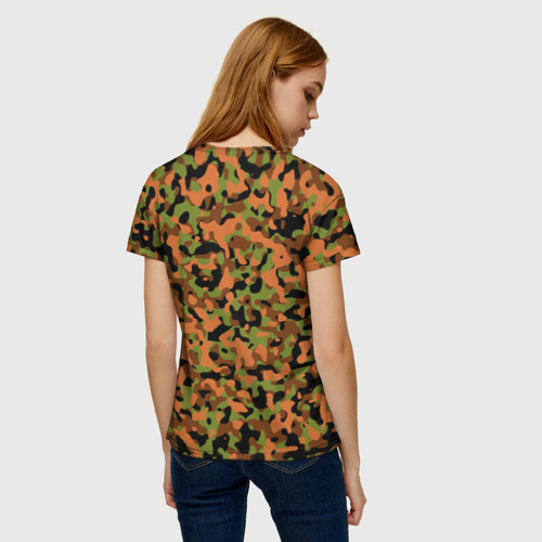 Женская футболка 3D Камуфляж осенний лес мелкий, цвет 3D печать - фото 4