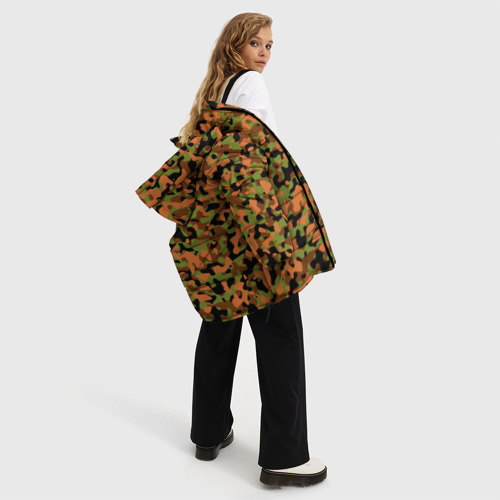 Женская зимняя куртка 3D с принтом Камуфляж осенний лес мелкий, вид сбоку #3