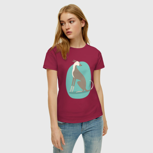 Женская футболка хлопок Грейхаунд, цвет маджента - фото 3