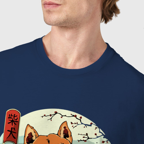 Мужская футболка хлопок Акита сибу Шиба ину собака, цвет темно-синий - фото 6