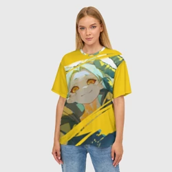 Женская футболка oversize 3D Киберпанк: Бегущие по краю Ребекка - фото 2