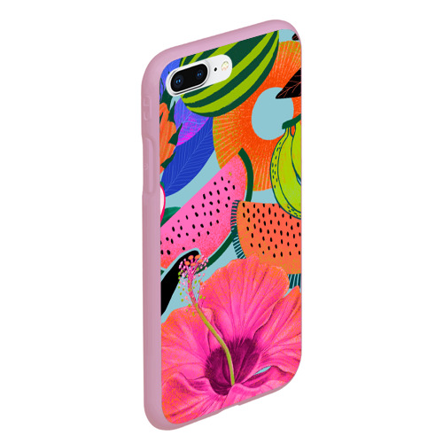 Чехол для iPhone 7Plus/8 Plus матовый с принтом Цветочный, фруктовый, тропический паттерн, вид сбоку #3