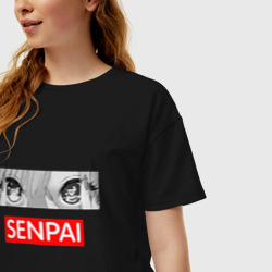 Женская футболка хлопок Oversize Глаза Марин Китагавы: senpai - фото 2