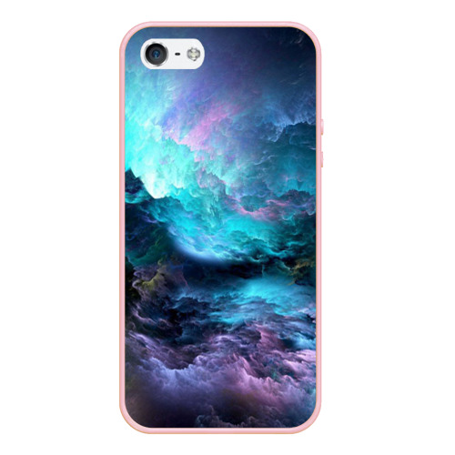 Чехол для iPhone 5/5S матовый Спящий космос, цвет светло-розовый