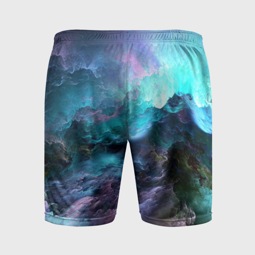 Мужские шорты спортивные с принтом Спящий космос, вид сзади #1