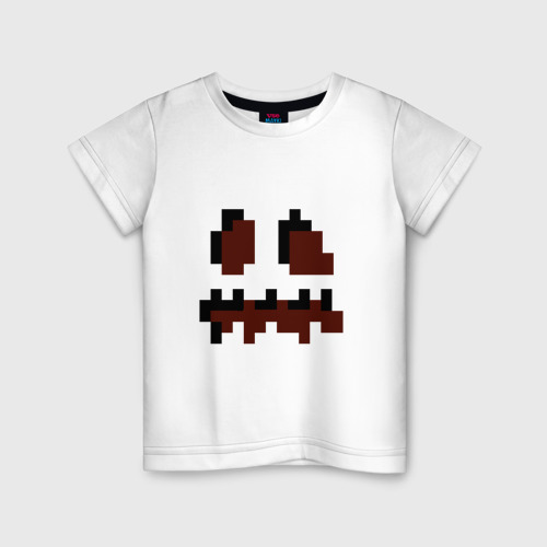 Детская футболка из хлопка с принтом Лицо тыквы - Хеллоуин - Майнкрафт, вид спереди №1