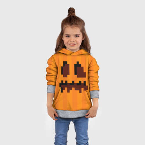 Детская толстовка 3D Тыква - Майнкрафт - Хеллоуин, цвет меланж - фото 4
