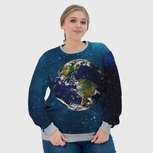 Женский свитшот 3D с принтом Планета Земля, фото #4