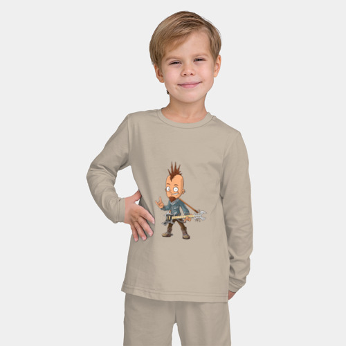 Детская пижама с лонгсливом хлопок с принтом Рокер, фото на моделе #1