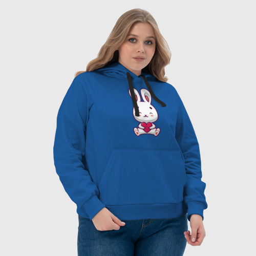 Женская толстовка хлопок Влюблённый зайчишка, цвет синий - фото 6
