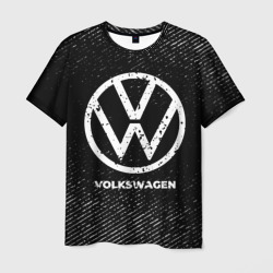 Мужская футболка 3D Volkswagen с потертостями на темном фоне