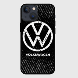 Чехол для iPhone 13 mini Volkswagen с потертостями на темном фоне