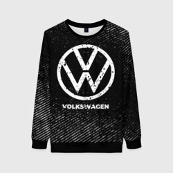 Женский свитшот 3D Volkswagen с потертостями на темном фоне