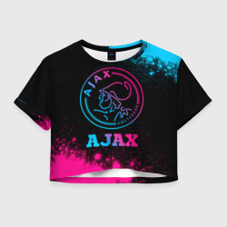 Женская футболка Crop-top 3D Ajax - neon gradient