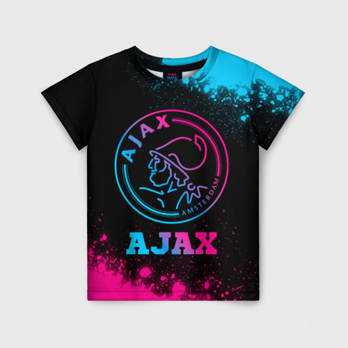 Детская футболка 3D Ajax - neon gradient, цвет 3D печать