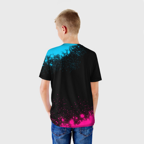Детская футболка 3D Ajax - neon gradient, цвет 3D печать - фото 4