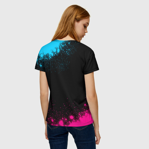 Женская футболка 3D с принтом Ajax - neon gradient, вид сзади #2