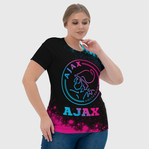 Женская футболка 3D с принтом Ajax - neon gradient, фото #4