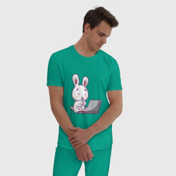 Мужская пижама хлопок Кролик с ноутбуком - фото 2