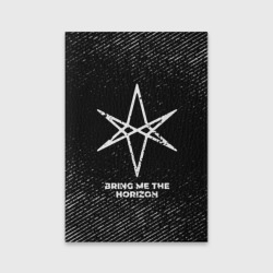 Обложка для паспорта матовая кожа Bring Me the Horizon с потертостями на темном фоне