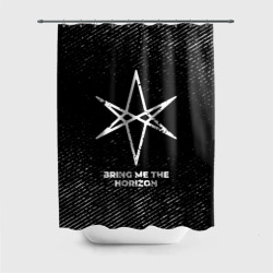 Штора 3D для ванной Bring Me the Horizon с потертостями на темном фоне