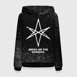 Женская толстовка 3D Bring Me the Horizon с потертостями на темном фоне