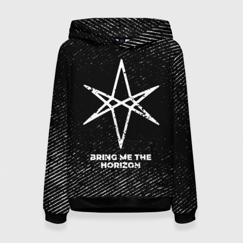 Женская толстовка 3D Bring Me the Horizon с потертостями на темном фоне, цвет 3D печать