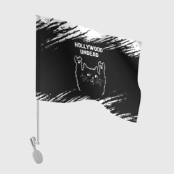 Флаг для автомобиля Группа Hollywood Undead и рок кот