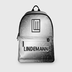 Рюкзак с принтом Lindemann glitch на светлом фоне: символ, надпись для любого человека, вид спереди №3. Цвет основы: белый