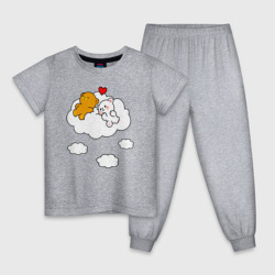 Детская пижама хлопок Влюбленные медвежата на облаке