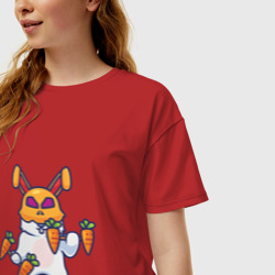 Женская футболка хлопок Oversize Кролик - атлет - фото 2
