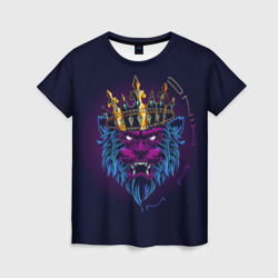 Женская футболка 3D Король лев im a king в неоне