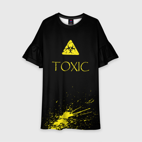 Детское платье 3D с принтом TOXIC - Биологическая опасность, вид спереди #2