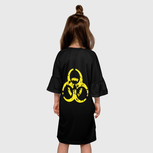 Детское платье 3D с принтом TOXIC - Биологическая опасность, вид сзади #2