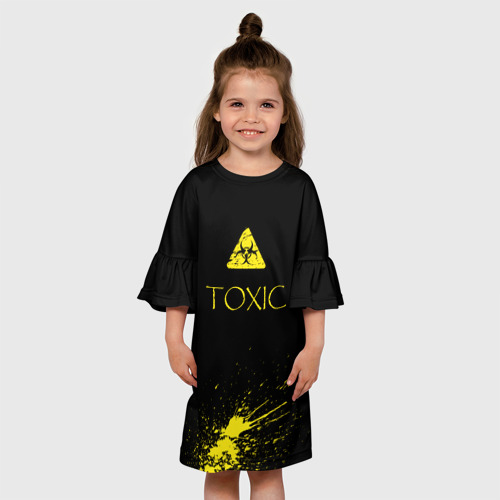 Детское платье 3D с принтом TOXIC - Биологическая опасность, вид сбоку #3