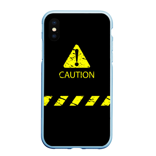 Чехол для iPhone XS Max матовый с принтом CAUTION - Осторожно опасность, вид спереди #2