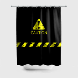 Штора 3D для ванной Caution - Осторожно опасность