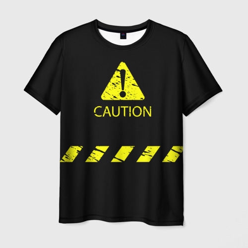 Мужская футболка 3D Caution - Осторожно опасность, цвет 3D печать