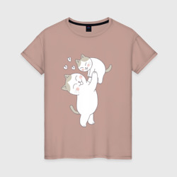 Женская футболка хлопок Мама кошка и котенок